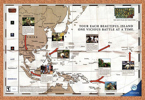 2003 Medal Of Honor Rising Sun PS2 Original Pacific Map Ad v1 - for just $21.49! 
