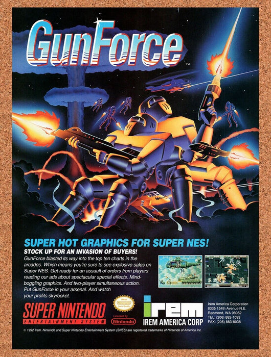 1992 GunForce SNES Original Ad v1 - for just $17.99! 