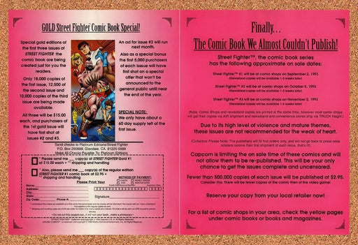 1993 Street Fighter Gold Comic Book Special Original Ad v3 - for just $21.49! 