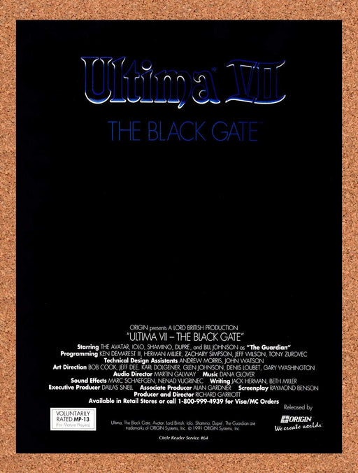1992 Ultima VII The Black Gate MS-DOS Original Ad v1 - for just $23.99! 