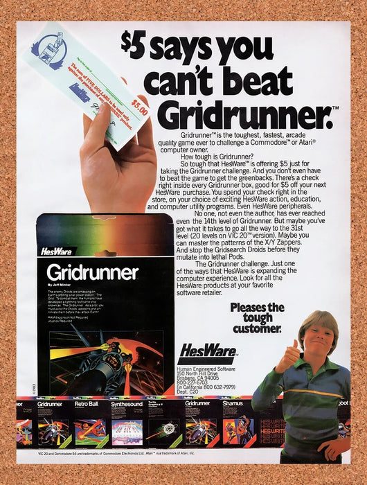 1983 Gridrunner Vic-20 Original Ad v1 - for just $17.99! 