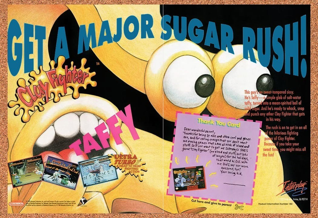 1993 ClayFighter SNES Taffy Original Advertisement v3 - for just $23.99! 