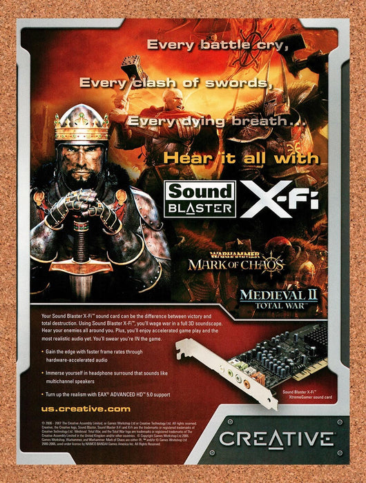 2007 Medieval II Total War Sound Blaster X-Fi Original Advertisement v6 - for just $17.99! 