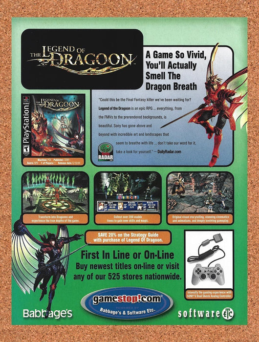 2000 Legend Of Dragoon GameStop Original Advertisement v3 - for just $19.49! 