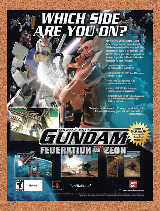 2002 Gundam Federation vs Zeon PS2 Original Ad v1 - for just $19.49! 