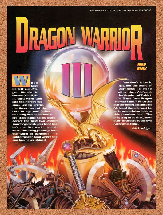 1992 Dragon Warrior III NES Original Ad v1 - for just $18.29! 