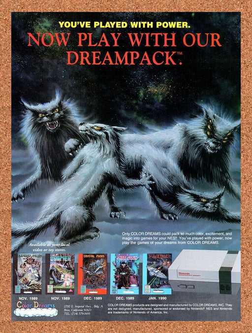 1990 Color Dreams NES Games Original Ad v1 - for just $18.49! 