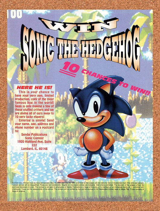 1991 Sonic Sweepstakes Original Ad v14 - for just $17.99! 