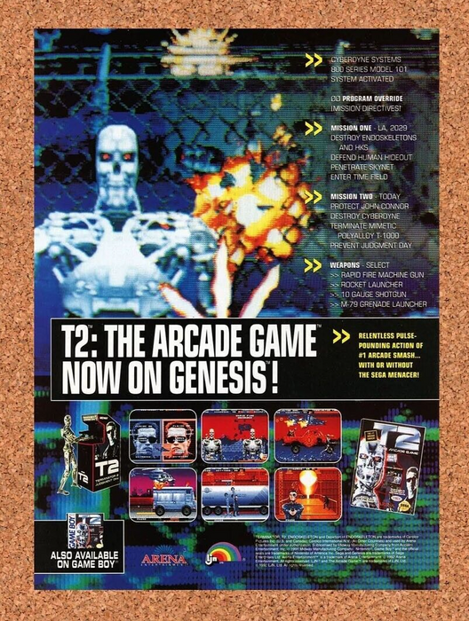 1994 T2 Terminator Arcade Game Genesis Original Ad - for just $17.99! 