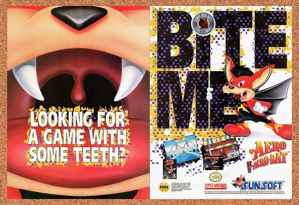 1994 Aero The Acro-Bat SNES Original Ad v3 - for just $21.49! 