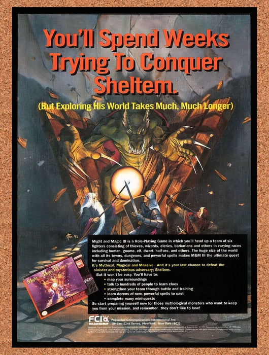 1995 Might And Magic III Isles Of Terra SNES Original Ad v2 - for just $17.99! 