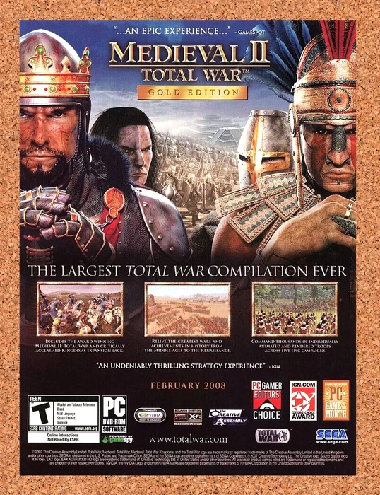 2010 Medieval II Total War PC Original Ad v2 - for just $17.99! 