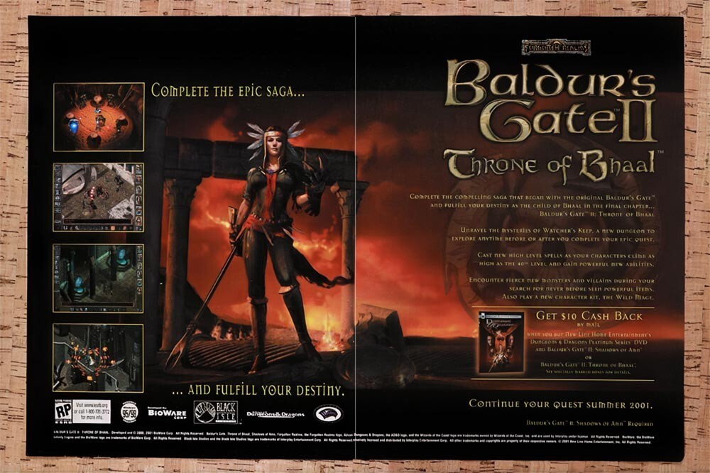 2001 Baldur's Gate 2 Throne Of Bhaal PC Original Ad v2 - for just $21.49! 