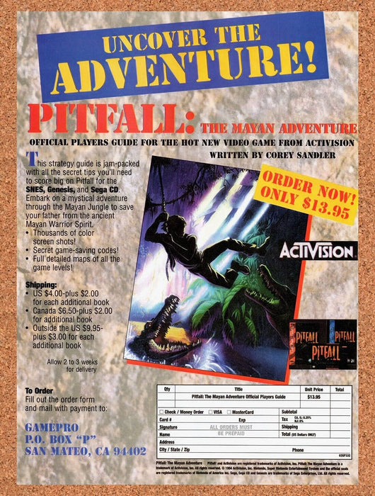 1995 Pitfall Genesis Players Guide Original Ad v4 - for just $17.99! 