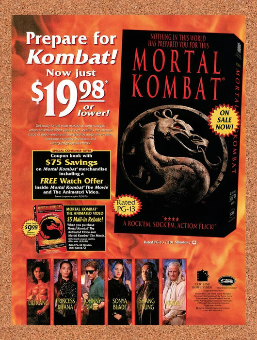 1996 Mortal Kombat Movie VHS Rebate Original Ad v2 - for just $18.29! 