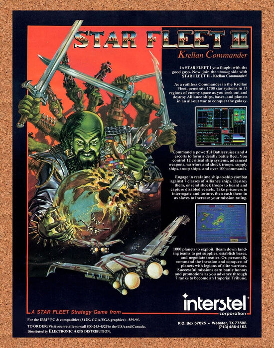 1990 Star Fleet II Krellan Commander IBM Original Ad - for just $17.99! 