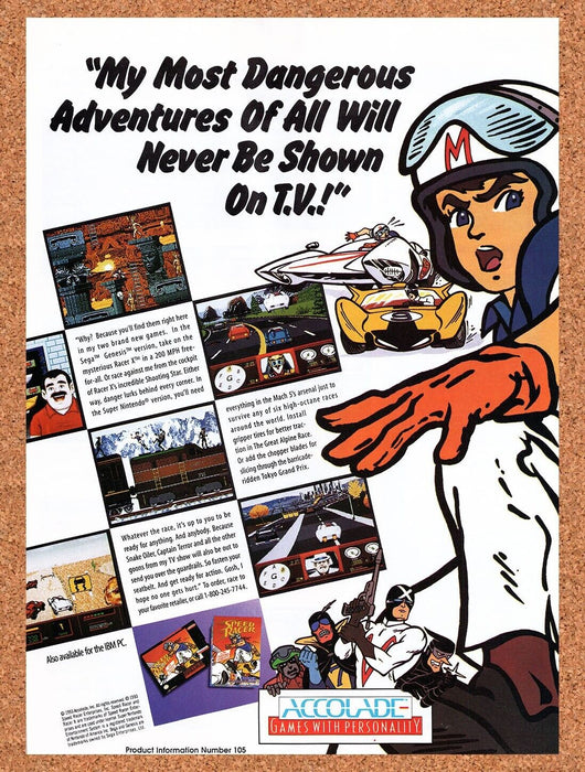 1994 Speed Racer SNES Original Ad v1 - for just $17.99! 