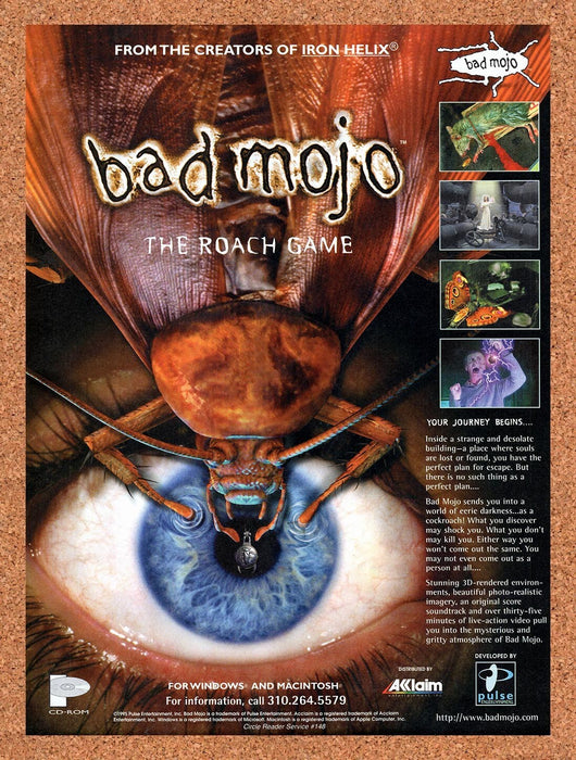 1996 Bad Mojo The Roach Game PC Original Ad v1 - for just $17.99! 