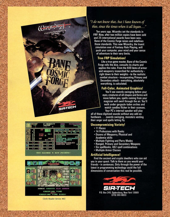 1991 Wizardry Bane Of The Cosmic Forge PC Original Ad - for just $17.99! 