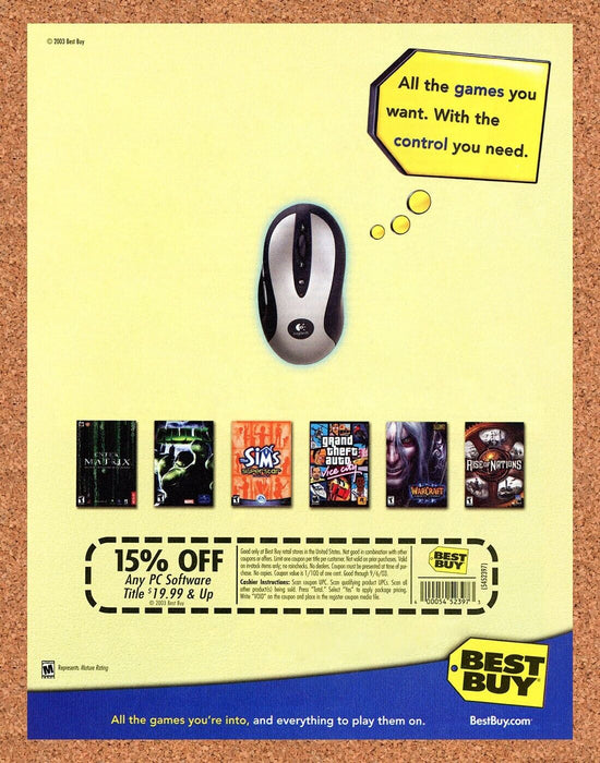 2003 Best Buy PC Games Original WarCraft Coupon Ad - for just $17.99! 
