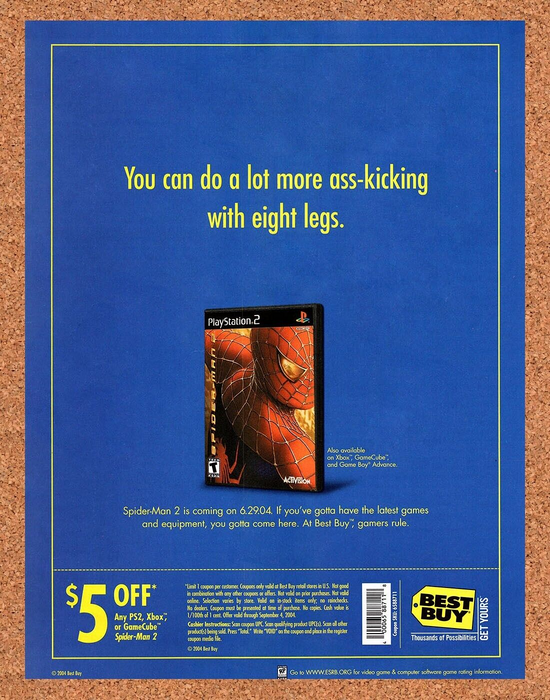 2004 Spider-Man 2 PS2 Original Best Buy Rebate Ad - for just $17.99! 