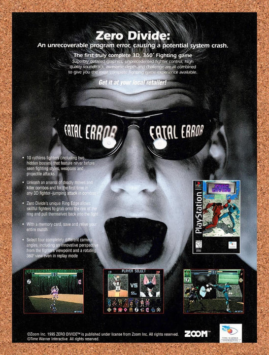 1996 Zero Divide PS1 Original Ad v1 - for just $17.99! 