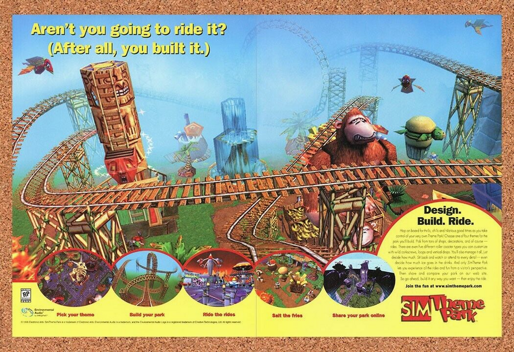 1999 Sim Theme Park PC Original Ad - for just $21.49! 
