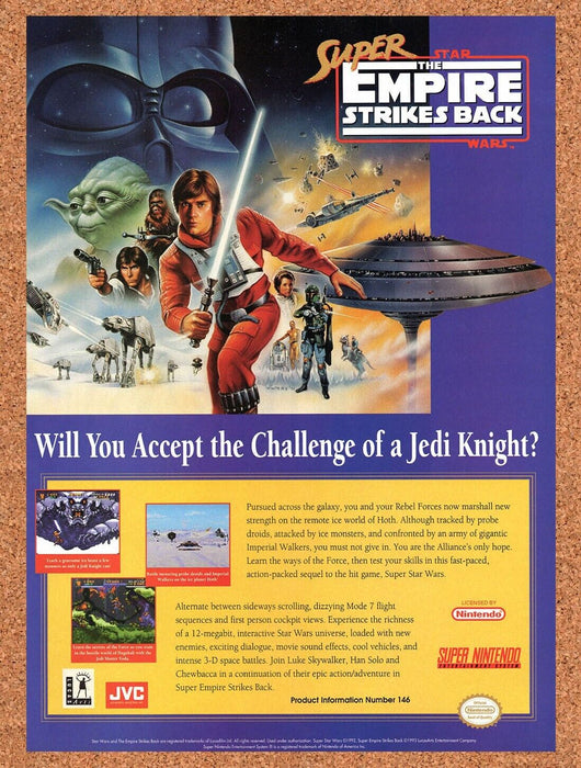 1993 Super Empire Strikes Back SNES Original Ad v1 - for just $17.99! 
