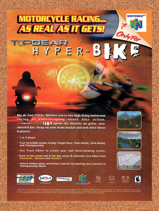 2000 Top Gear Hyper-Bike N64 Original Ad - for just $17.99! 