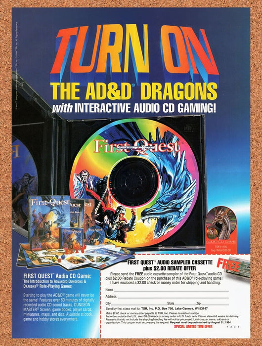 1994 Advanced D&D First Quest Audio CD Game Original Ad v2 - for just $17.99! 