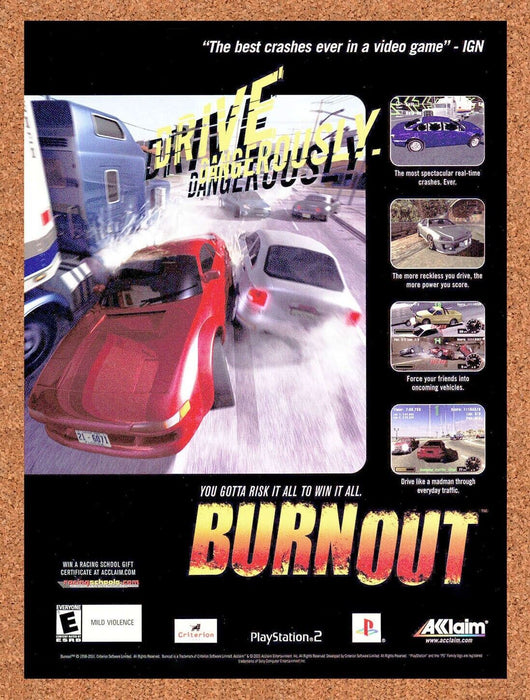 2003 Burnout PS2 Original Racing Ad - for just $17.99! 