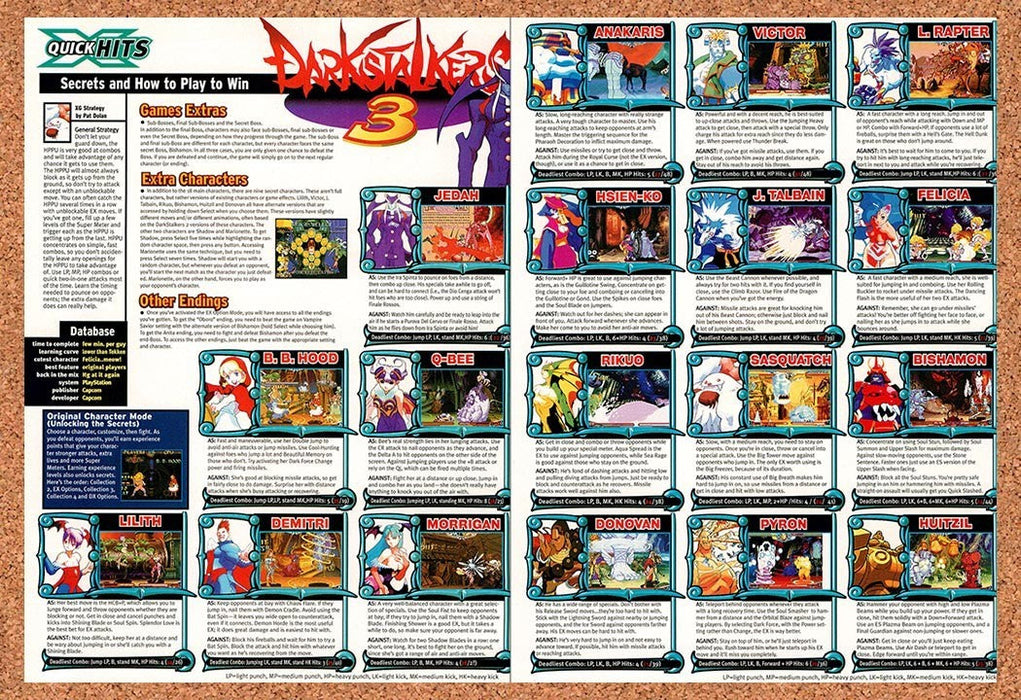 1999 Darkstalkers 3 Extras & Secrets Original Advertisement vr5 - for just $23.99! 