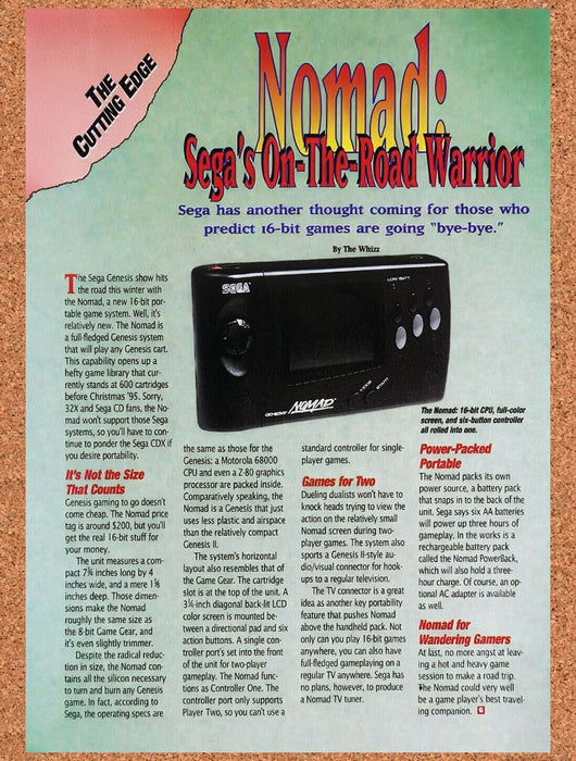 1995 Sega Nomad Console Cutting-Edge Preview Original Ad v1 - for just $15.29! 