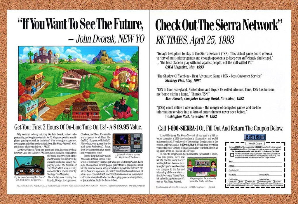 1993 Sierra Network Online Gaming Network Original Ad v1 - for just $21.49! 