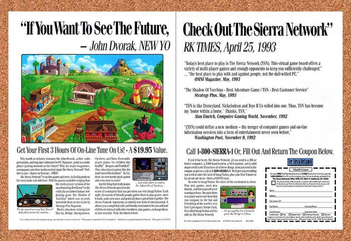 1993 Sierra Network Online Gaming Network Original Ad v1 - for just $21.49! 