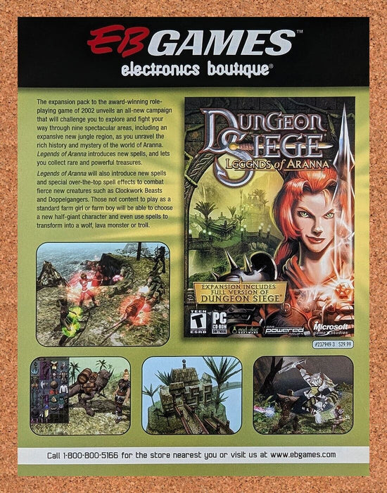 2005 Dungeon Siege Aranna PC Original EB Games Ad v1 - for just $17.99! 