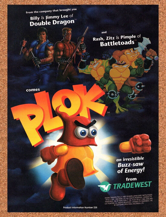 1993 Plok SNES Original Ad v1 - for just $17.99! 
