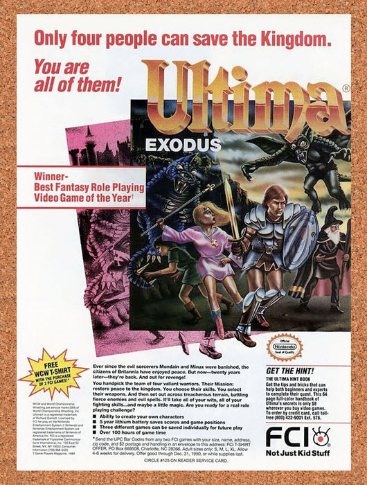 1990 Ultima Exodus NES Original Ad - for just $17.99! 