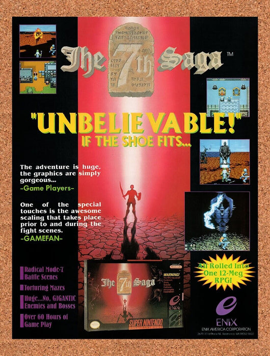 1993 The 7th Saga SNES Original Ad v2 - for just $17.99! 