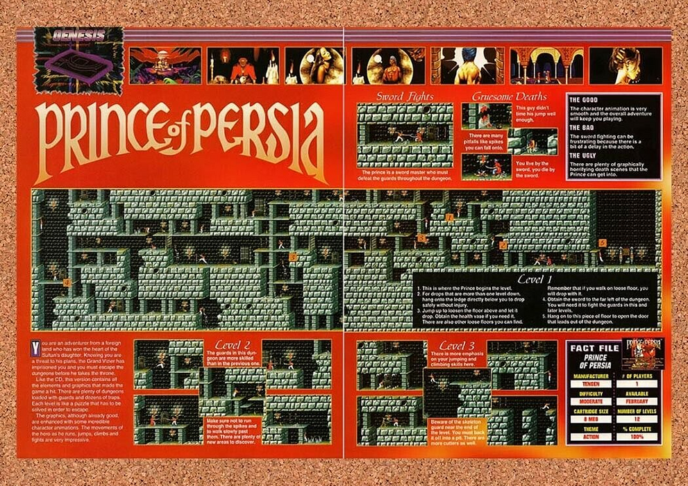1994 Prince Of Persia Level 1 Map Original Ad v6 - for just $18.27! 