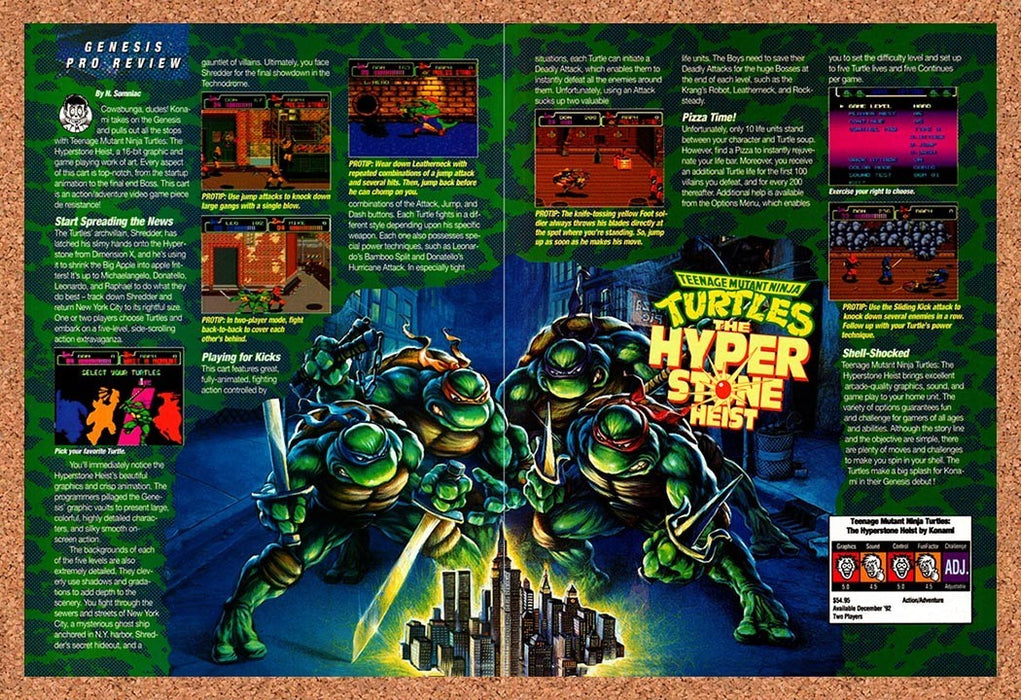 1993 TMNT The Hyperstone Heist Genesis Original Advertisement vr1 - for just $23.99! 