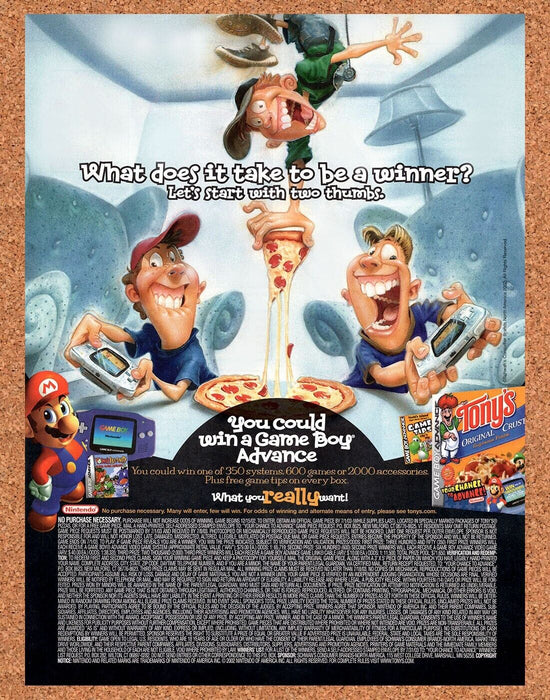 2003 Nintendo GBA Original Tony's Pizza Sweepstakes Ad - for just $17.99! 