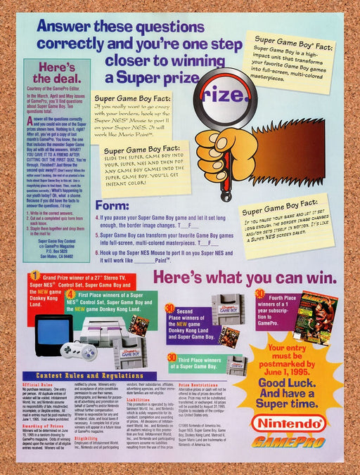 1995 Nintendo SNES Sweepstakes Original Ad v3 - for just $15.29! 