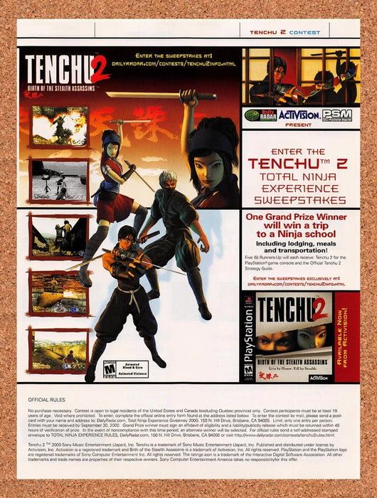 2000 Tenchu 2 Birth Of Stealth Assassins Sweepstakes Original Ad v3 - for just $16.57! 