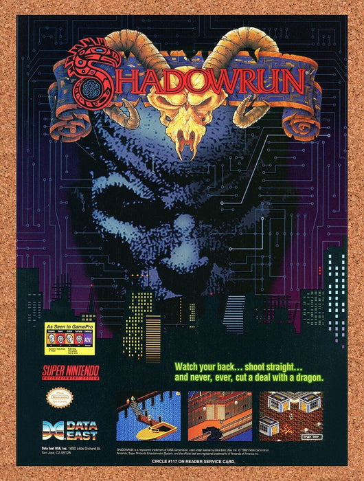 1993 Shadowrun SNES Original Ad v3 - for just $18.99! 