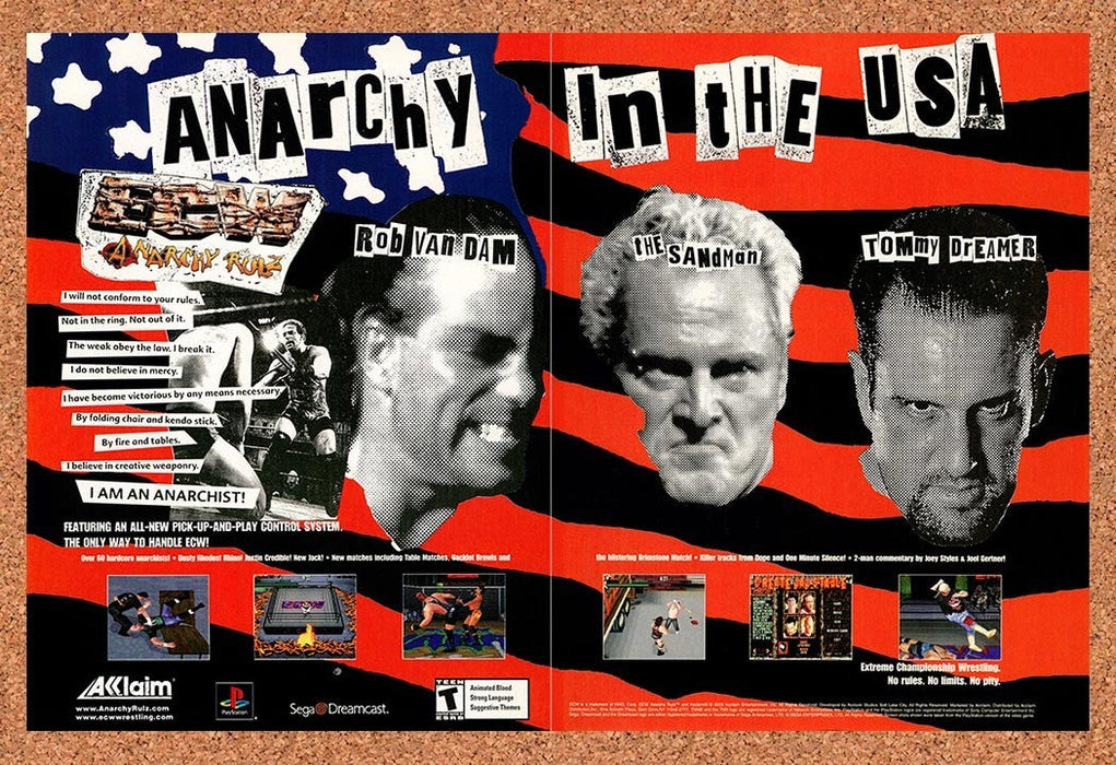 2000 ECW Anarchy Rulz Dreamcast Original Advertisement v1 - for just $23.99! 