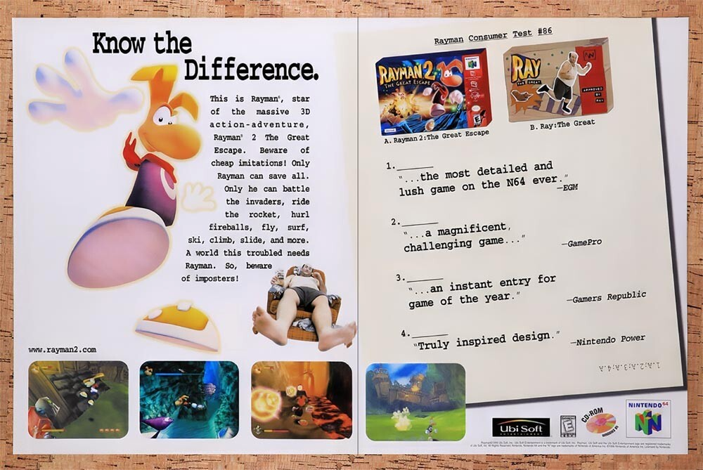 1999 Rayman 2 N64 Games Original Ad v1 - for just $21.49! 