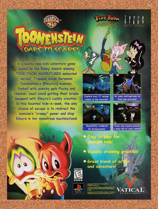 1999 Tiny Toon Adventures Toonenstein PS1 Original Ad v1 - for just $15.29! 
