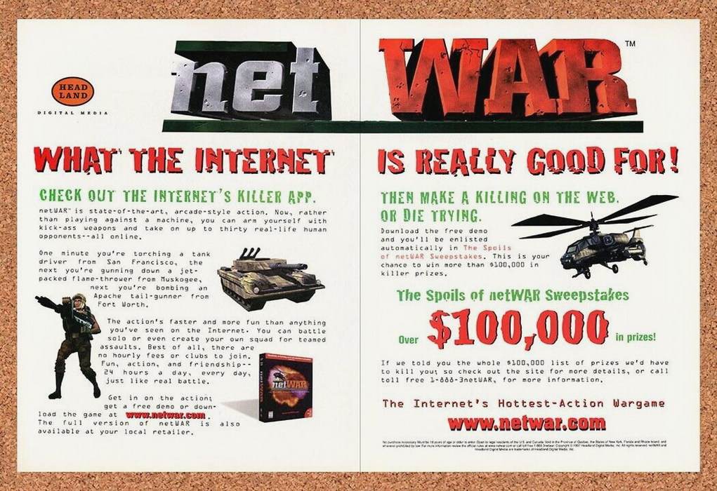 1997 Net War PC Original Sweepstakes Ad - for just $21.49! 