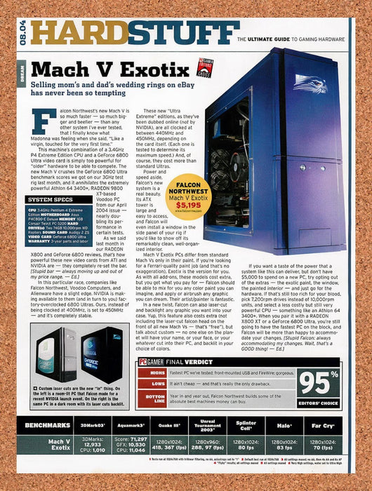 2004 Falcon Northwest Mach V Exotix Original Ad vr3 - for just $19.49! 